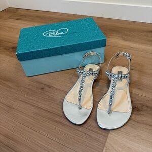 Blue by Betsey Johnson Silver Sandals with Rhinestones